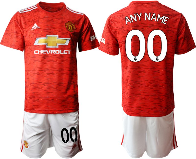 Men 2020-2021 club Manchester United home customized red Soccer Jerseys
